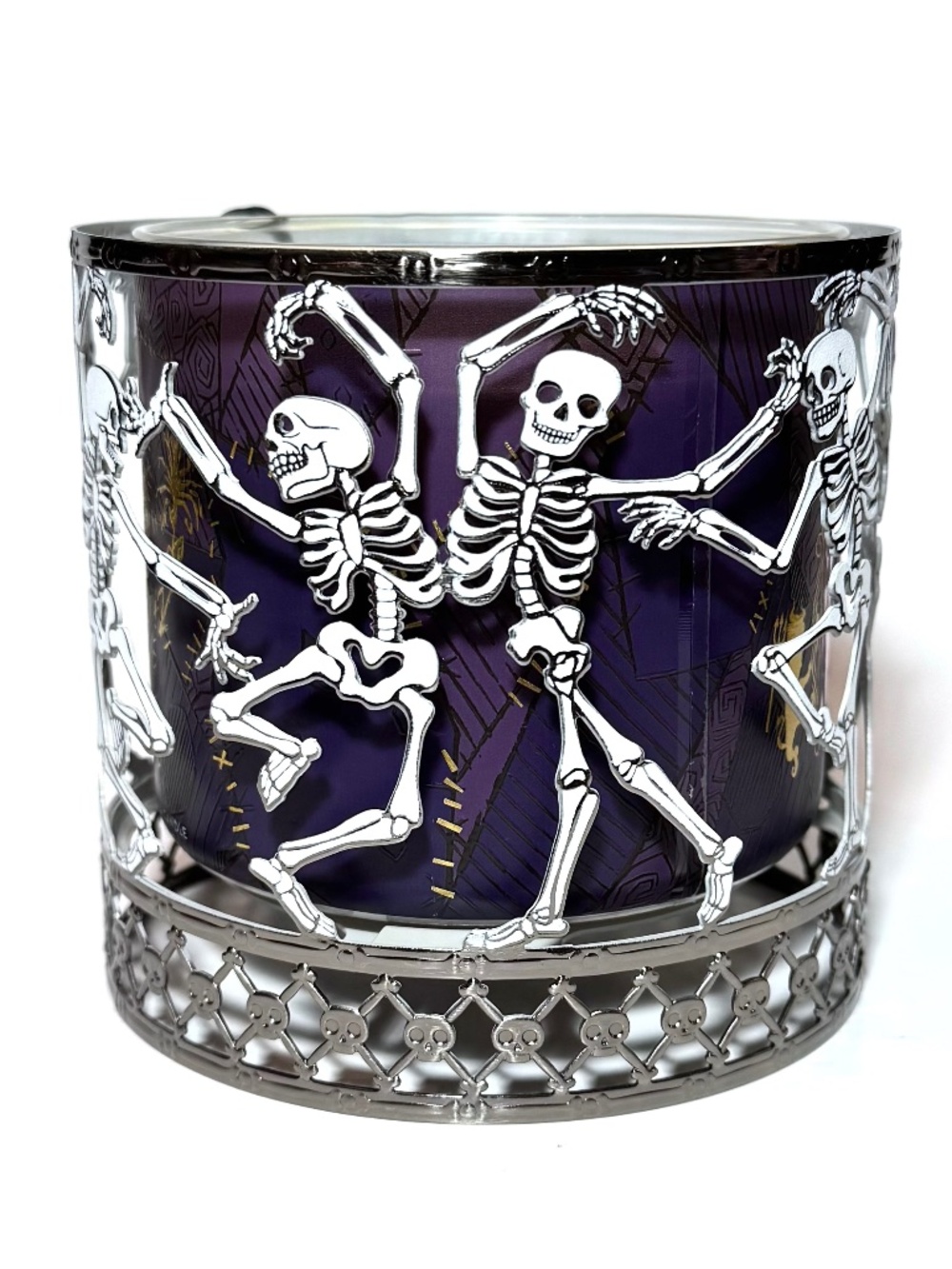 Glow-in-the-Dark DANCING SKELETON 3-Wick Candle Holder